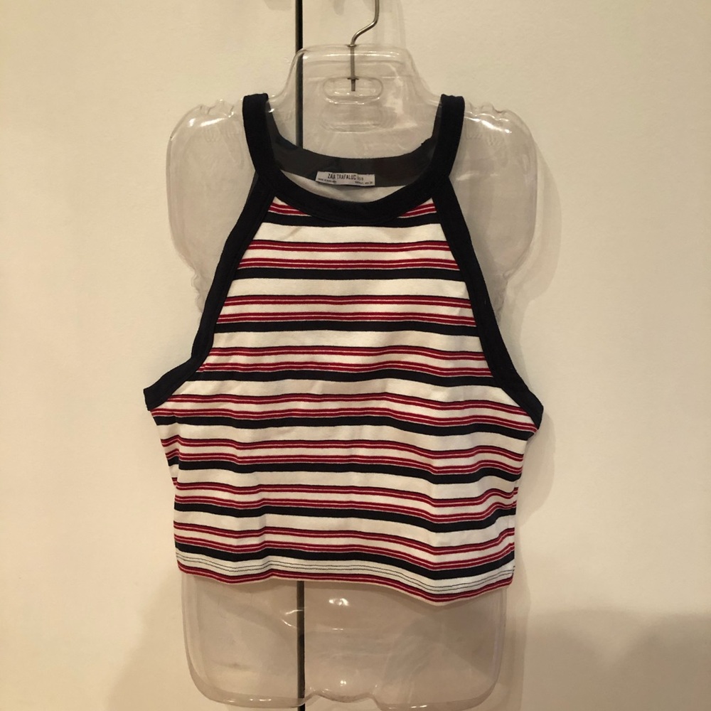 Zara TRF Sleeveless Striped Crop Top - Picture 5 of 6